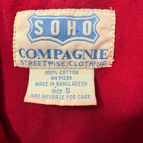 Vintage 90s SOHO Compagnie Red Zip Up Soft Cotton Shirt Jacket Women’s Large - Picture 5 of 8